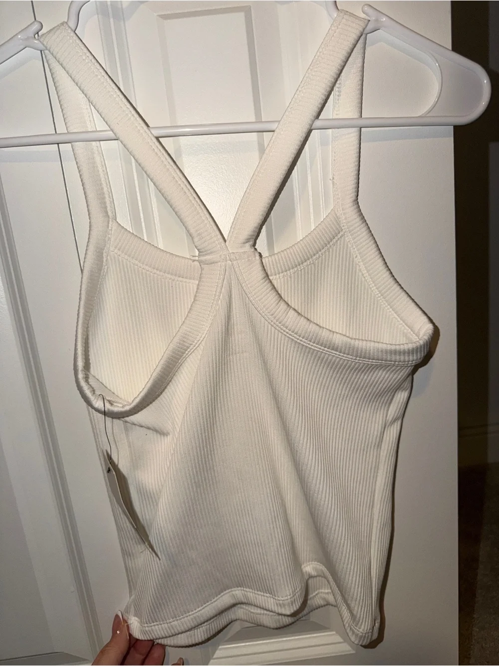 **NWT White Ribbed Racerback Strappy Tank Top - Picture 2 of 4